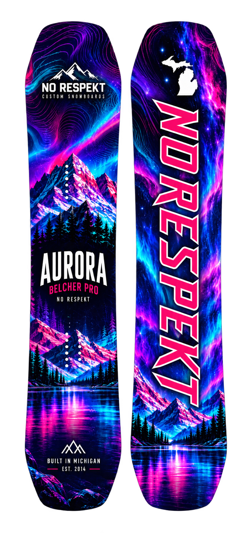 Aurora Pink / Blue snowboard